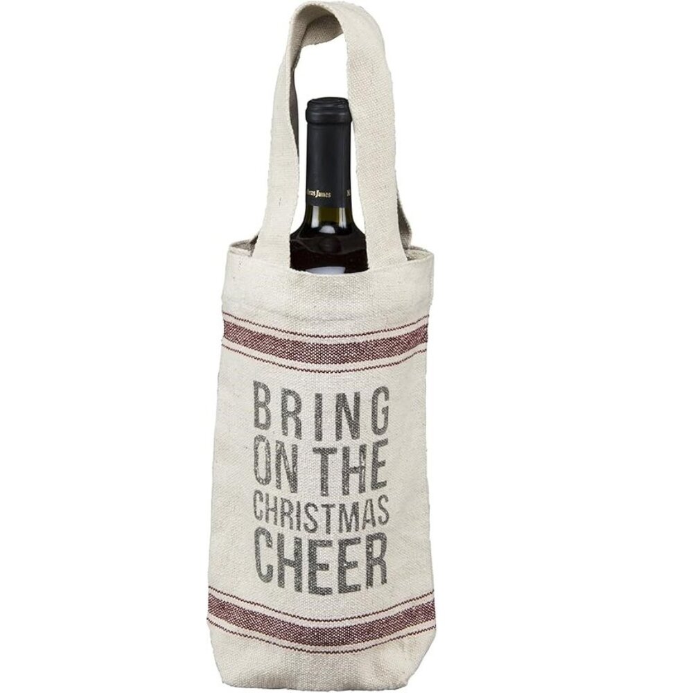 Primitives by Kathy -Wine Tote Bag  - Bring on the Christmas Cheer